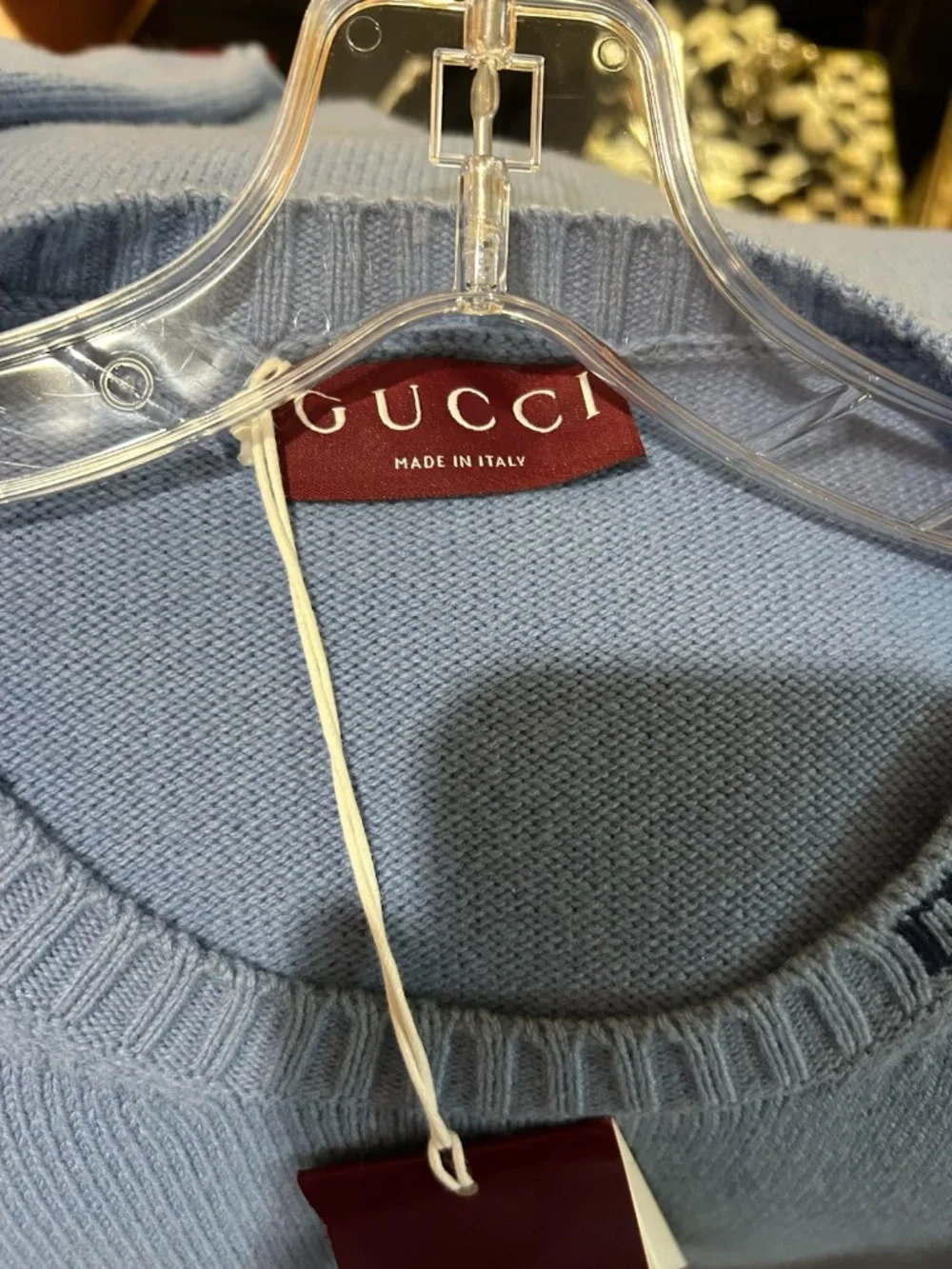 Gucci  Felted Blue Wool Knit Sweater with Intarsia.. Size XXXL.